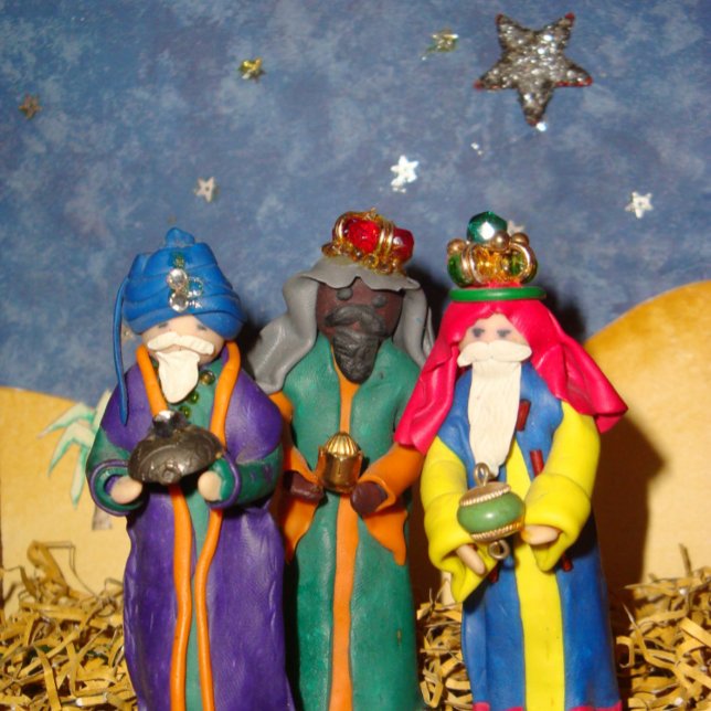 Three kings bearing gifts for baby Jesus christmas Square Sticker (Creator Uploaded)