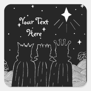 Three kings Christmas star black and white Square Sticker