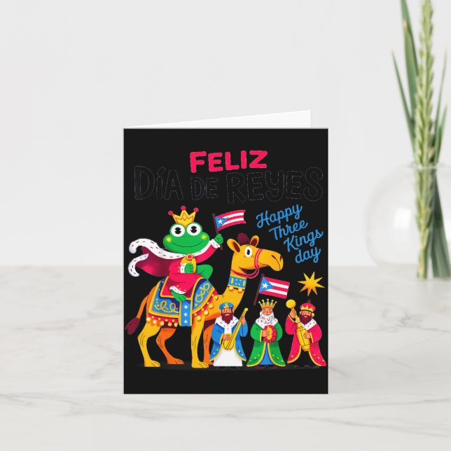Three Kings Day Puerto Rican &amp; Coqui Frog Bori Card (Front)