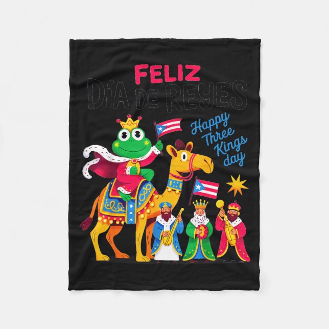 Three Kings Day Puerto Rican &amp; Coqui Frog Bori Fleece Blanket (Front)