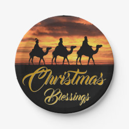 Three Kings Riding Camels | Christmas Blessings Paper Plate