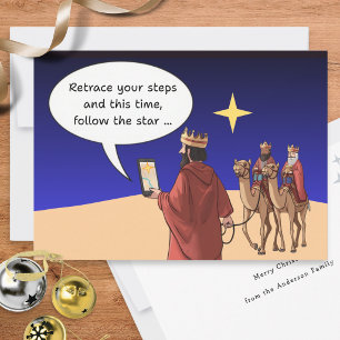 Three Kings Satnav Star Funny Christmas Holiday Card