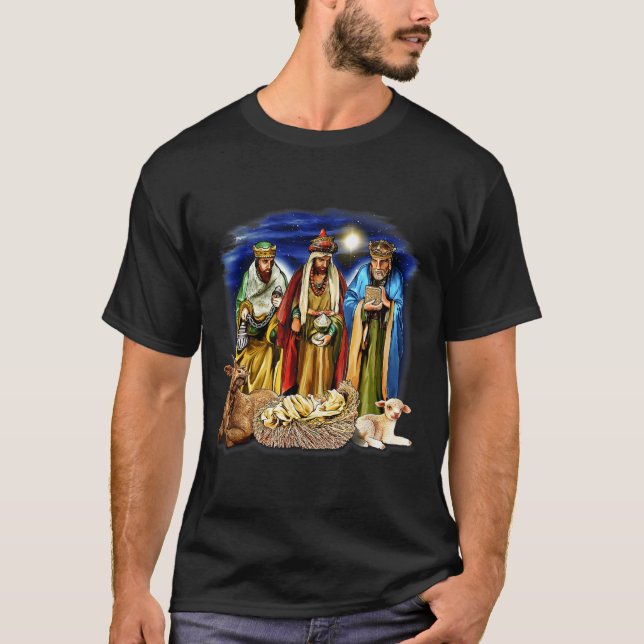 Three Kings Shirt Nativity Scene Shirt Christmas S (Front)