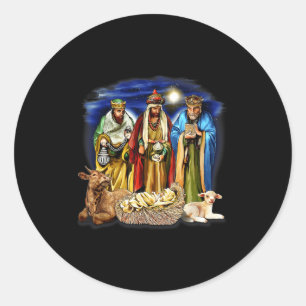 Three Kings Shirt Nativity Scene Shirt Christmas S Classic Round Sticker
