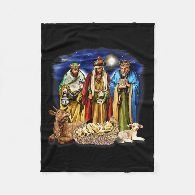 Three Kings Shirt Nativity Scene Shirt Christmas S Fleece Blanket (Front)