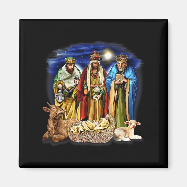 Three Kings Shirt Nativity Scene Shirt Christmas S Magnet (Front)