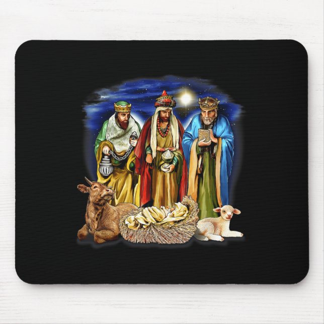 Three Kings Shirt Nativity Scene Shirt Christmas S Mouse Mat (Front)