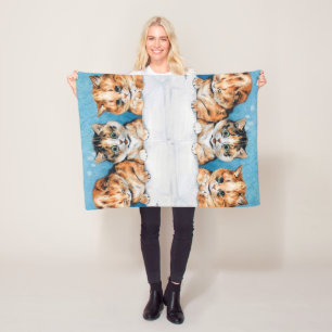 Three Kittens, Cat, Louis Wain Fleece Blanket