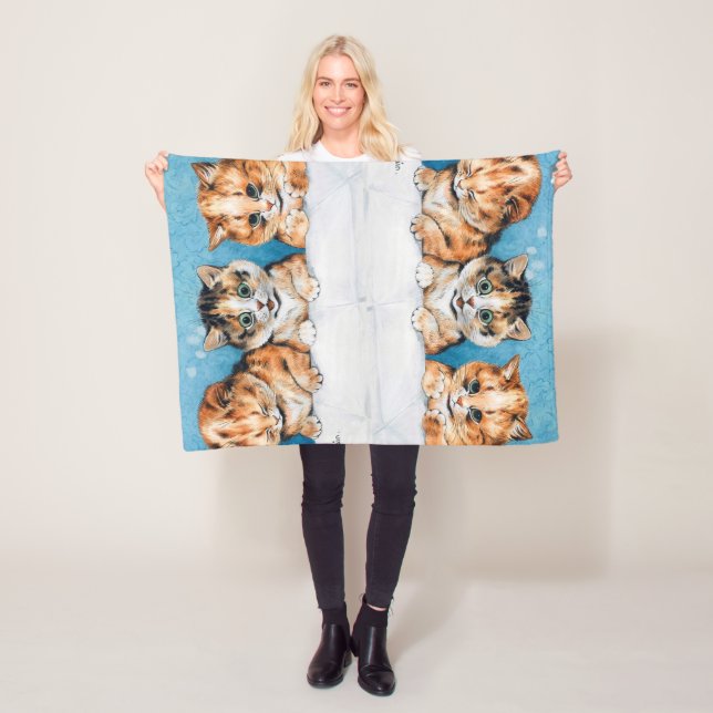 Three Kittens, Cat, Louis Wain Fleece Blanket (In Situ)