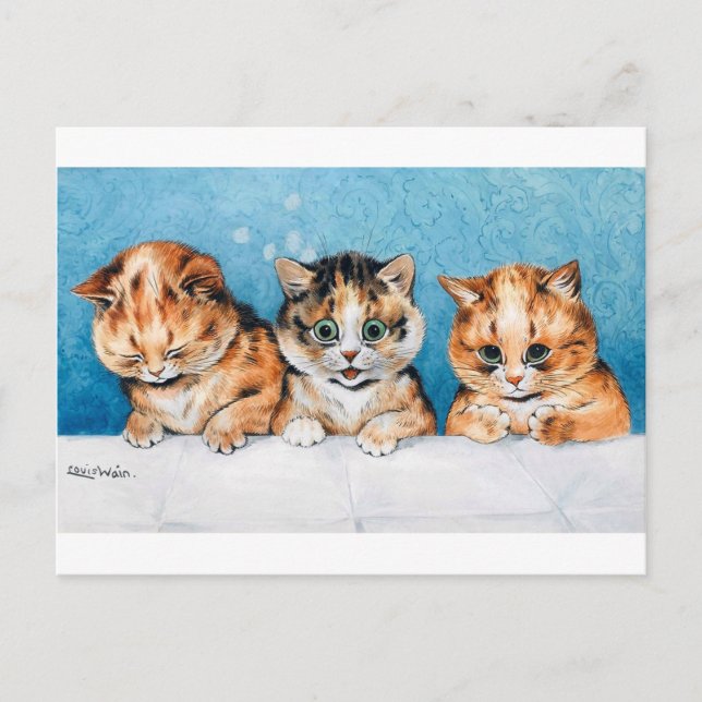 Three Kittens, Cat, Louis Wain Postcard (Front)