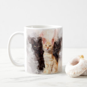 Three kittens cute and beautiful watercolor coffee mug