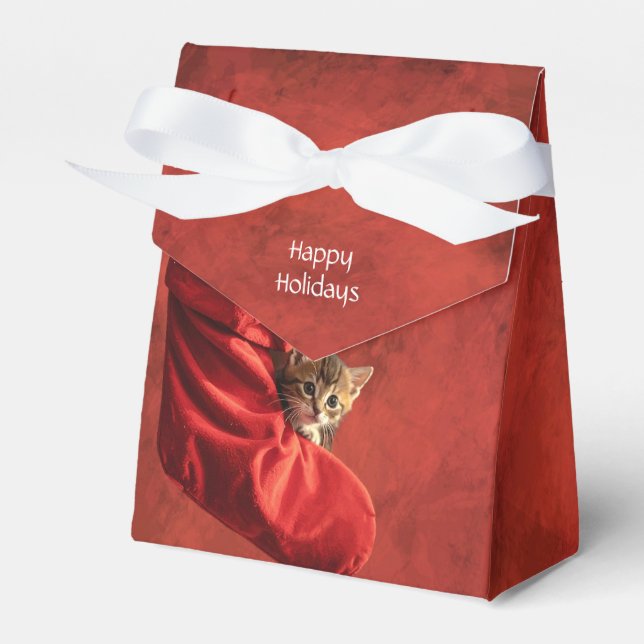 Three kittens in a Christmas Stocking Favour Box (Front Side)