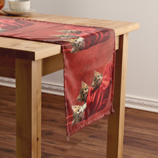 Three kittens in a Christmas Stocking Table Runner (In Situ)