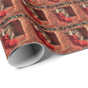 Three kittens in a Christmas Stocking Wrapping Paper