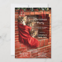 Three Kittens in a Red Stocking Holiday Party