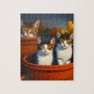 Three Kittens In Flower Pots, Jigsaw Puzzle