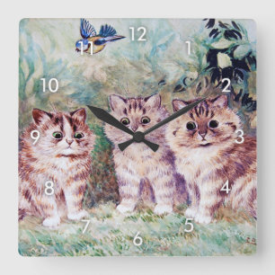 Three Kittens, Louis Wain Square Wall Clock