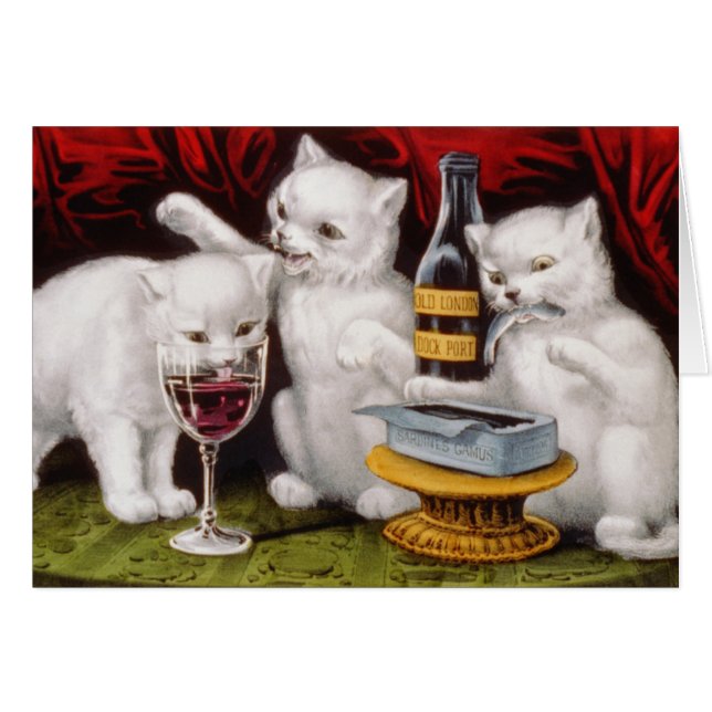 Three Kittens with Wine and Sardines (Front Horizontal)