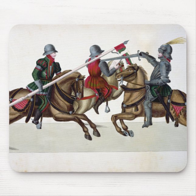 Three knights at a tournament, plate from 'A Histo Mouse Mat (Front)