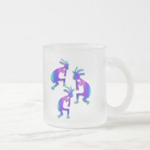 Three Kokopelli #37 Frosted Glass Coffee Mug