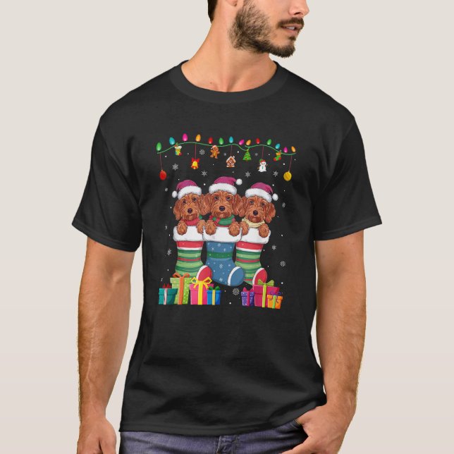 Three Labradoodle Dog in Sock Funny Boys Girls Kid T-Shirt (Front)