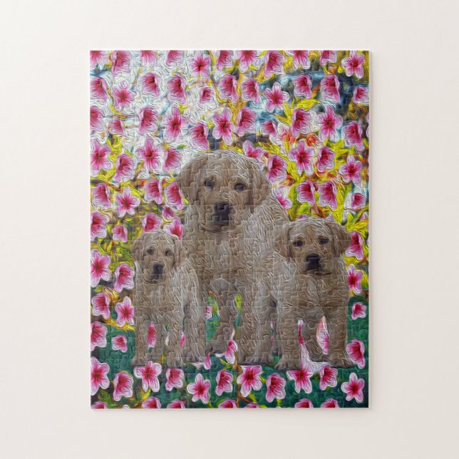 Three Labrador Puppies Oil Painted,   Jigsaw Puzzle (Vertical)