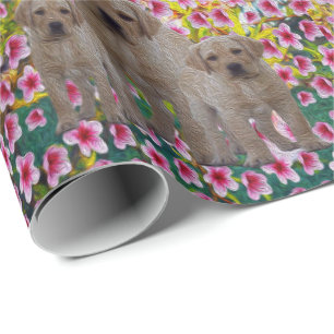 Three Labrador Puppies Oil Painted,   Wrapping Paper