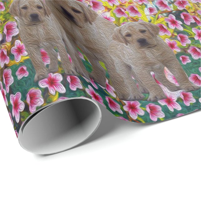 Three Labrador Puppies Oil Painted,   Wrapping Paper (Roll Corner)