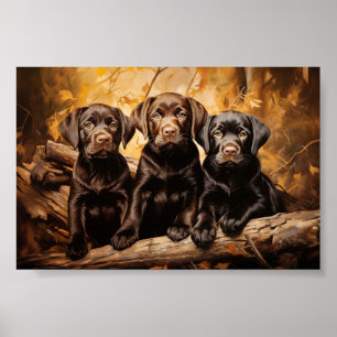 Three labrador puppies poster