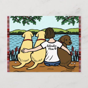 Three Labradors and Mum Postcard