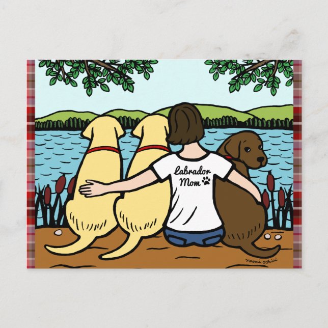 Three Labradors and Mum Postcard (Front)