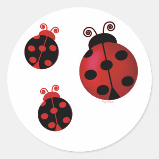 Three Ladybugs Classic Round Sticker