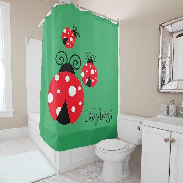 Three Ladybugs Shower Curtain (In Situ)