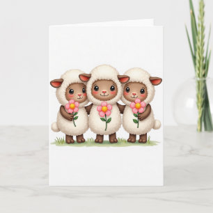 Three Lambs Flower Friend Card