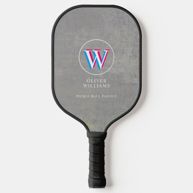 Three Layers Initial W (editable) Aged Grey  Pickleball Paddle (Front)