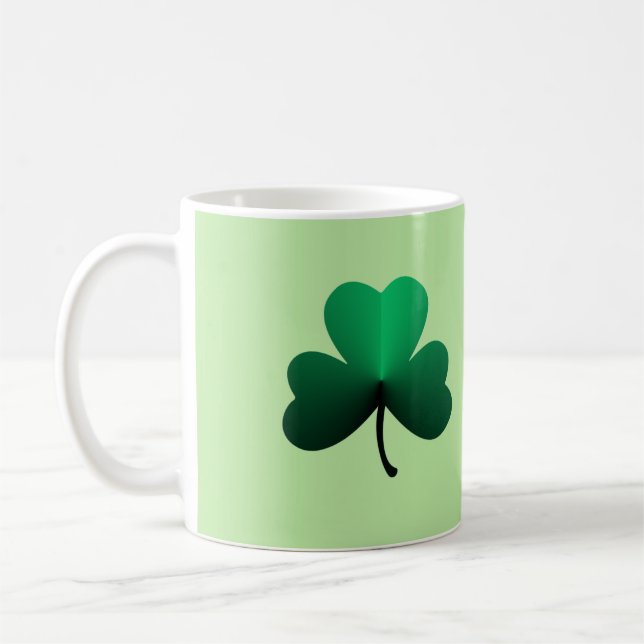 Three Leaf Green Clover Coffee Mug (Left)
