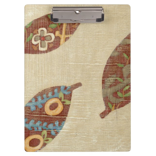 Three Leaves on Linen Texture Background Clipboard (Front)