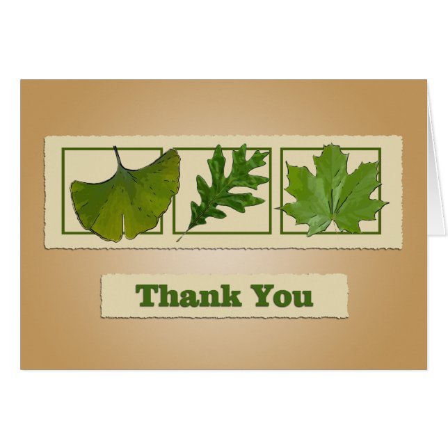 Three Leaves Thank You Card (Front Horizontal)