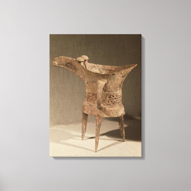 Three-legged 'chueh' vessel for heating wine canvas print (Front)
