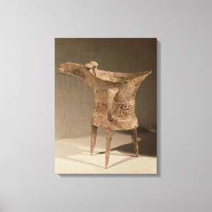 Three-legged 'chueh' vessel for heating wine canvas print