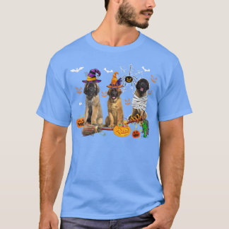 Three Leonberger Dogs Witch Halloween Mummy Scary T-Shirt