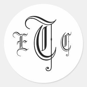 Three Letter Monogram Black & White Envelope Seal