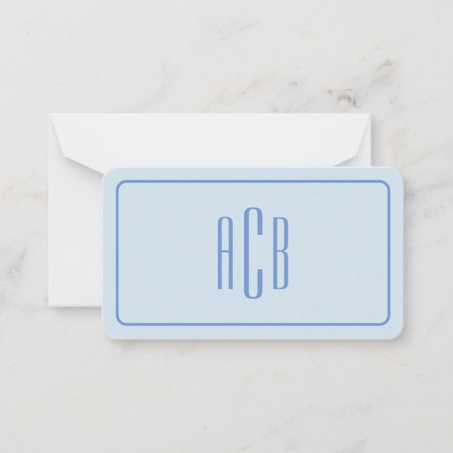 Three Letter Monogram Cornflower Blue Border 3.5x2 Card (Front)