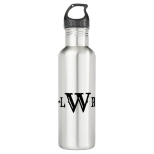 Three Letter Monogram Custom Elegant Black & White 710 Ml Water Bottle