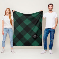 Three Letter Monogram Green Buffalo Check