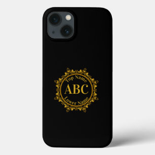 Three Letter Monogram & Name in Gold Circle Frame  iPhone 13 Case