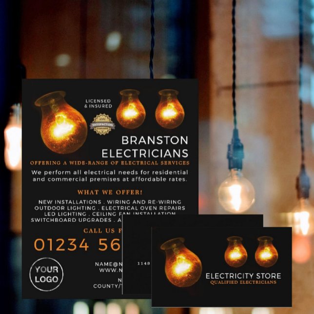 Three Lightbulbs, Electrician Advertising Flyer (Creator Uploaded)