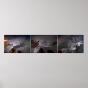 Three Lightning storm clouds photos Poster