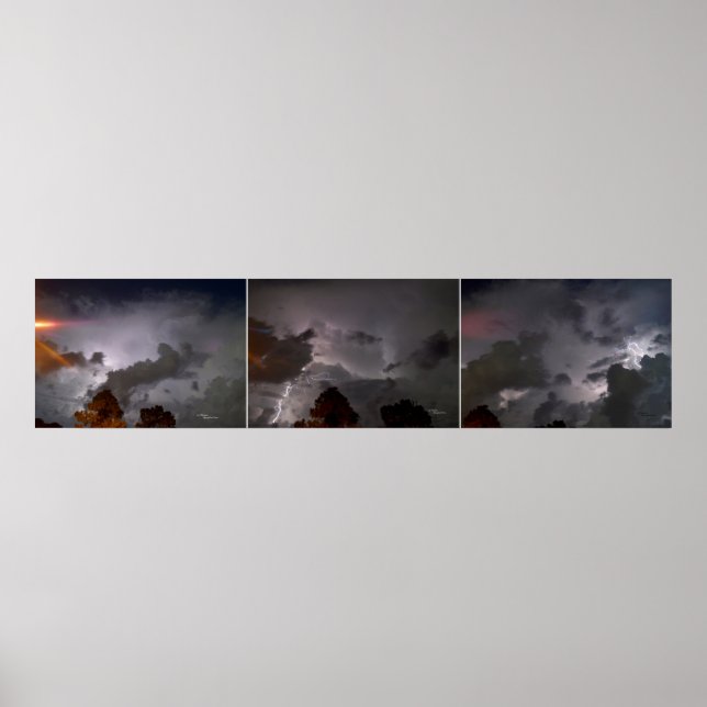 Three Lightning storm clouds photos Poster (Front)