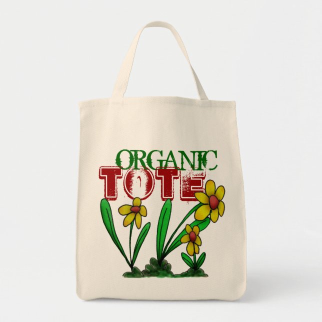Three Li'l Flowers Organic Tote Bag (Front)
